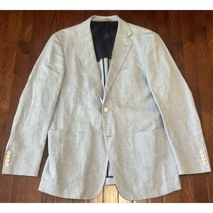 Hickey Freeman Linen Blend Blazer Mens 40R Blue Sport Coat MADE IN USA